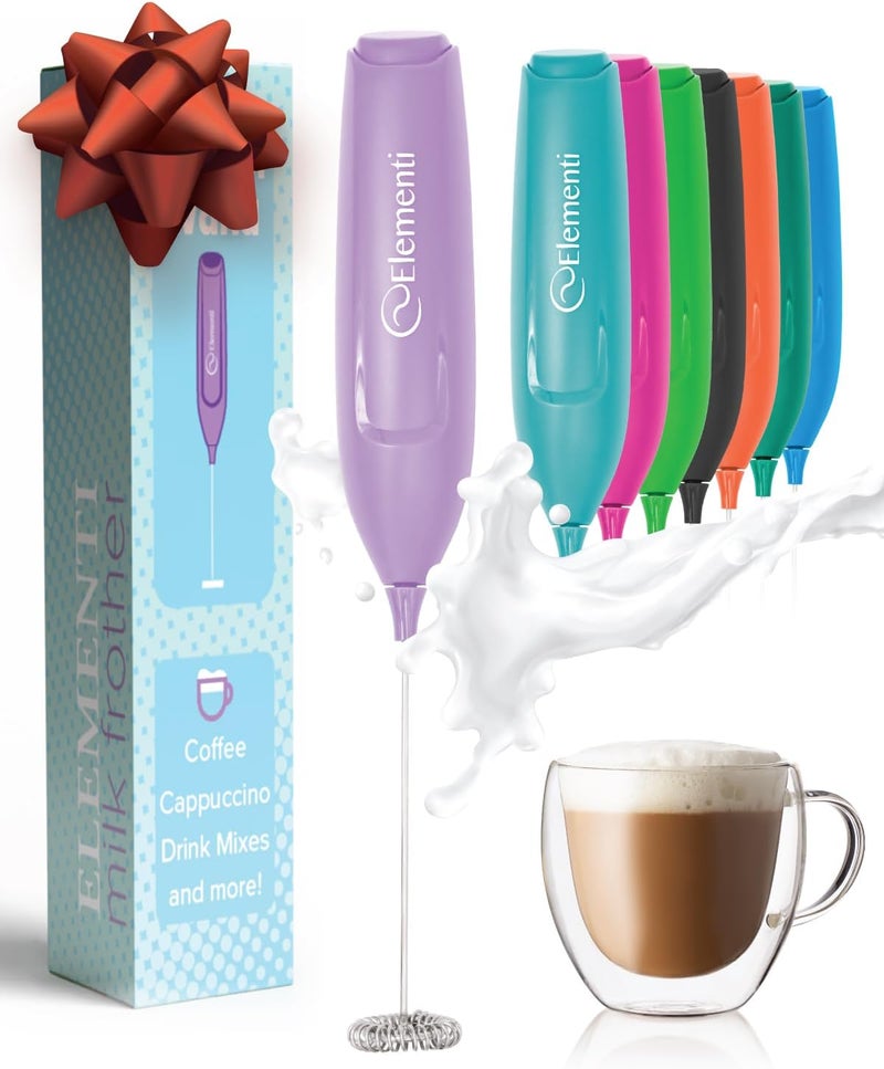 Elementi Powerful Frother Wand – Lightweight Milk Frother & Drink Mixer Handheld, Matcha Whisk for Dreamy Lattes, Powerful Coffee Mixer Wand & Blender Stirrer for Creamy Cappuccinos at Home (Lavender) - Image 1